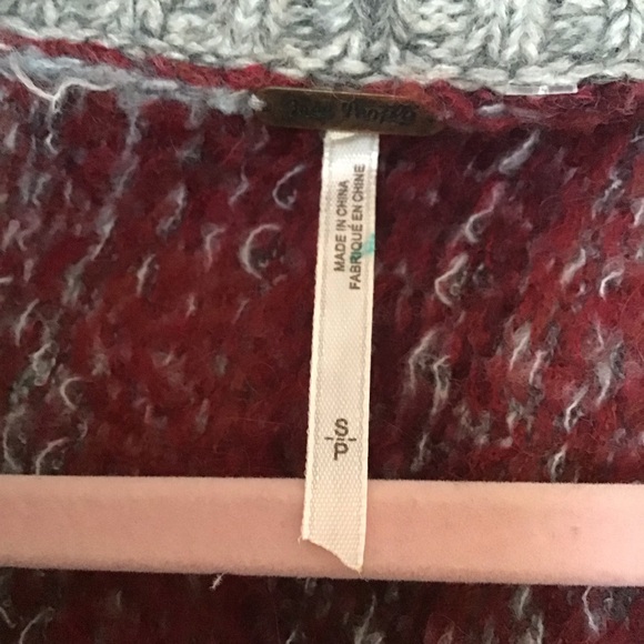 Free People Willow Red and Gray Patterned Poncho - Picture 7 of 7